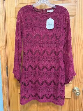 NWT Altar’d State burgundy Lace Shift Dress size S